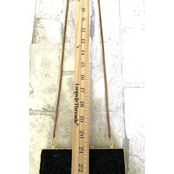 VTG Carolyne Barton Black Beaded Clam Clutch Shoulder Evening Purse Crossbody - Picture 4 of 7